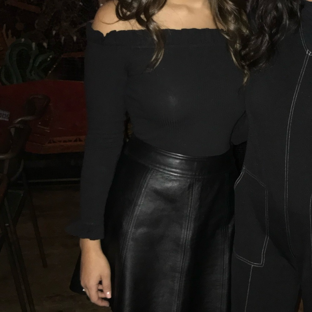 Lovers+Friends black ruffle off the shoulder bodysuit